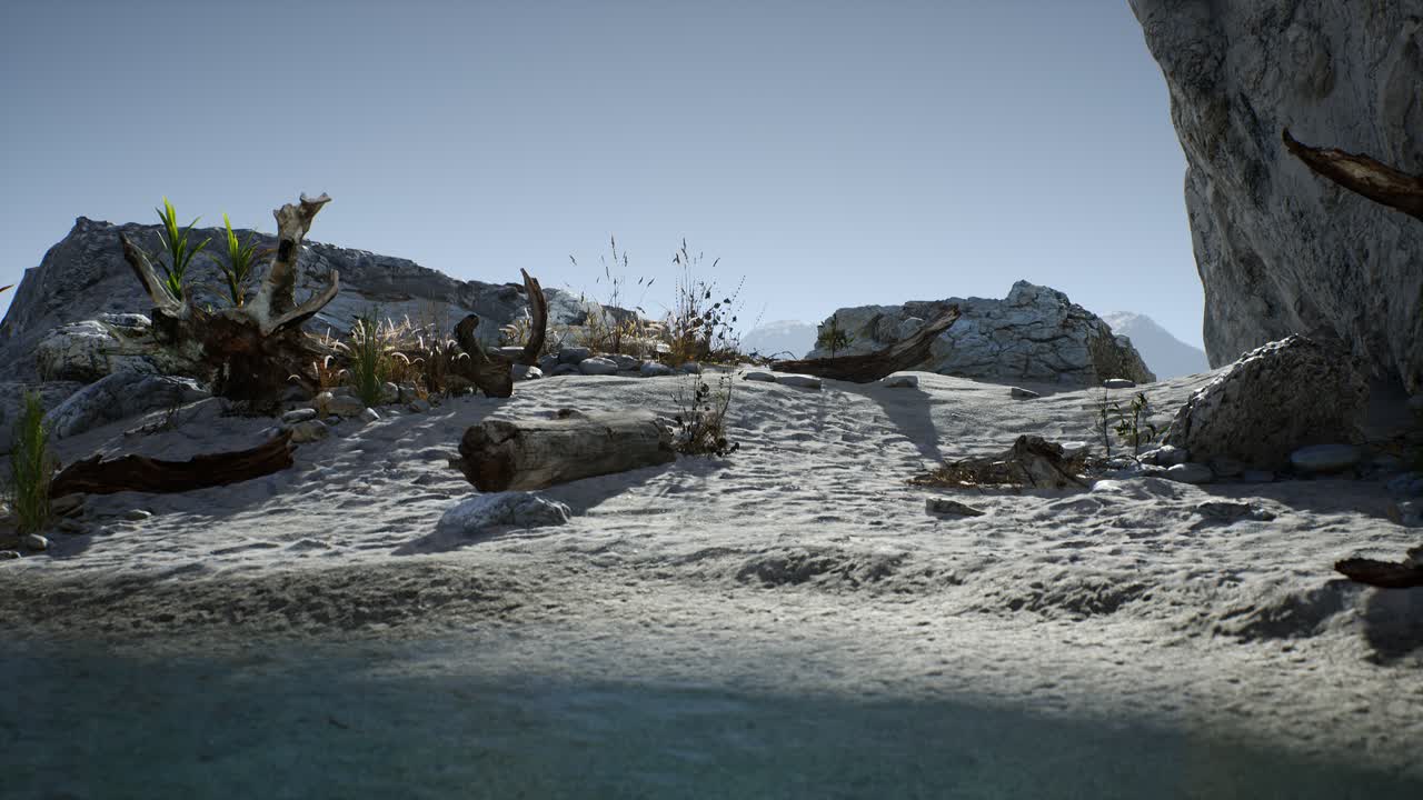 белый песчаный пляж возле скалистых скал в океане