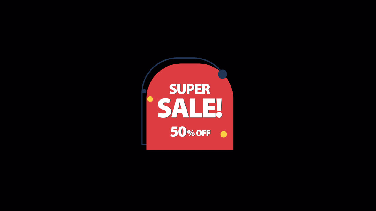 Grafica promozionale con sconto del 50% per la Super Svendita