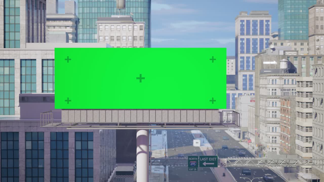 Green Screen Billboard in Cityscape