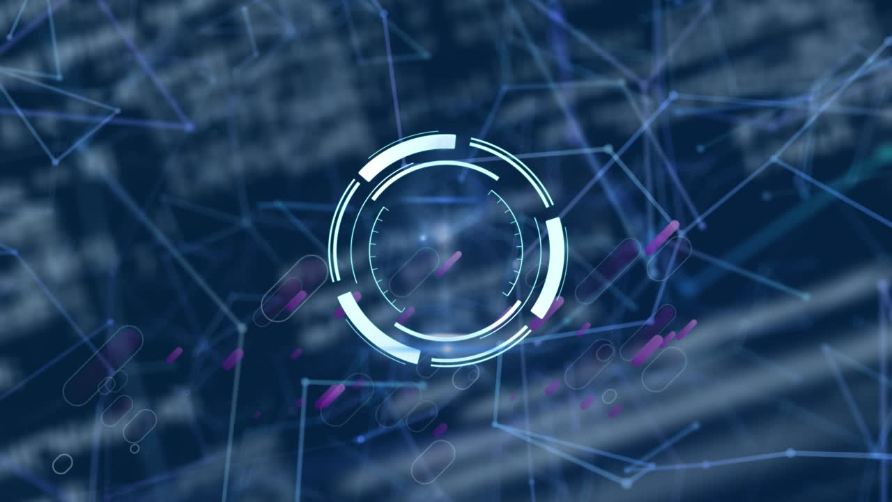 프로세싱 서클의 애니메이션 네트워크 연결과 해군 배경의 오류