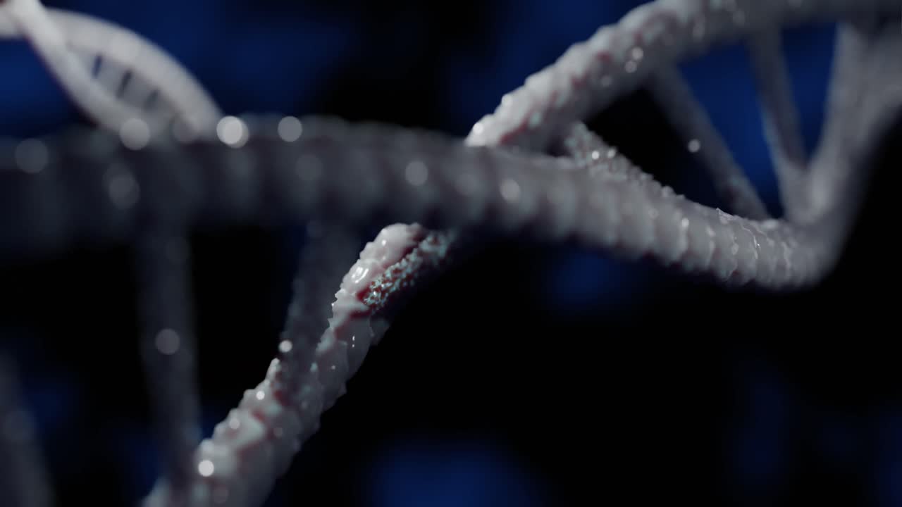 Animation of dna strands on black background