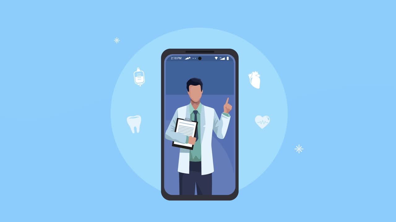 Healthcare medical animation with doctor in smartphone | Premium Stock ...