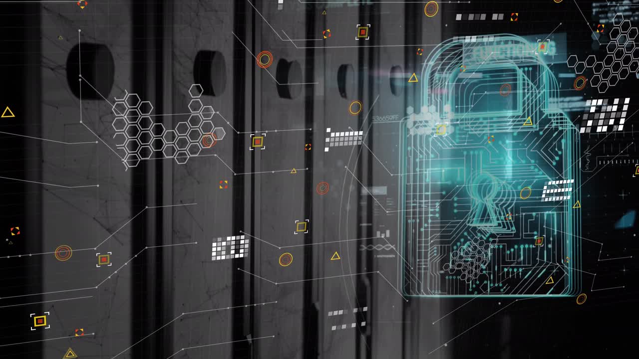 animación del candado y procesamiento de datos a través de servidores informáticos