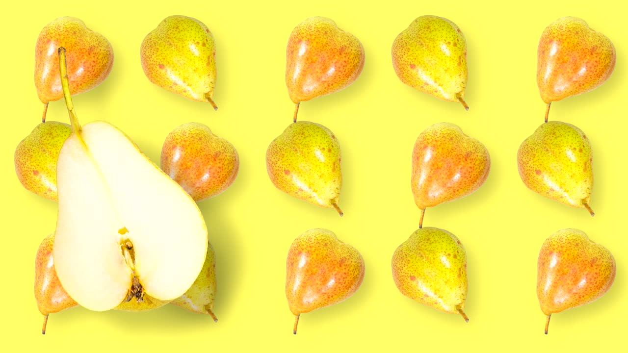 움직이고 회전하는 과일과 함께 애니메이션 영화