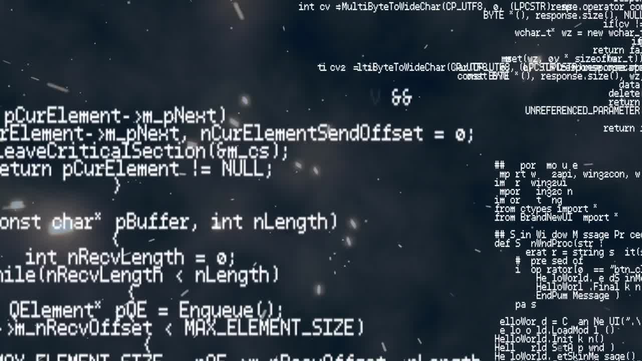 Animation of data processing over glowing stripes in background