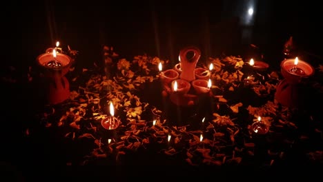 mud lamps beautifully placed in a black background