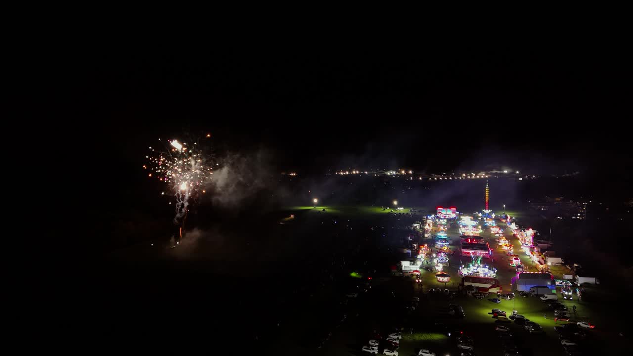 Colorful nighttime fireworks display in Thetford, Norfolk, UK festival