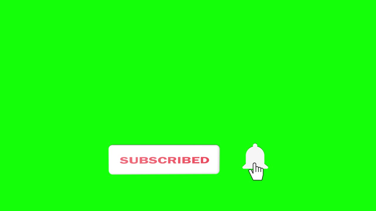 Editorial Footage: Animation of a Subscribe and Notification Button for Youtube motion graphics. Green screen