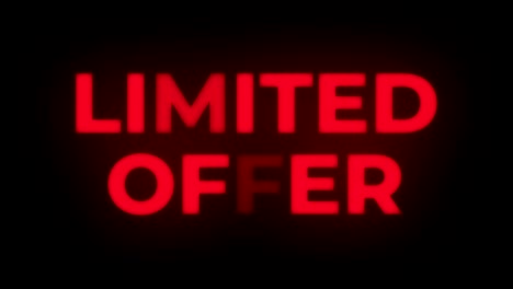 oferta limitada de texto parpadeante en el bucle promocional de la pantalla.