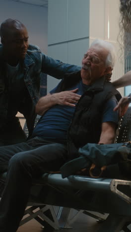 elderly man in need of assistance at airport