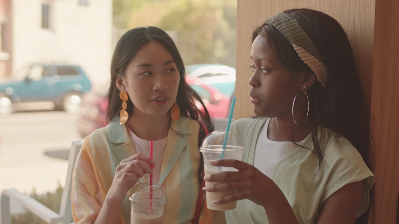 Girlfriends Resting at Cafe