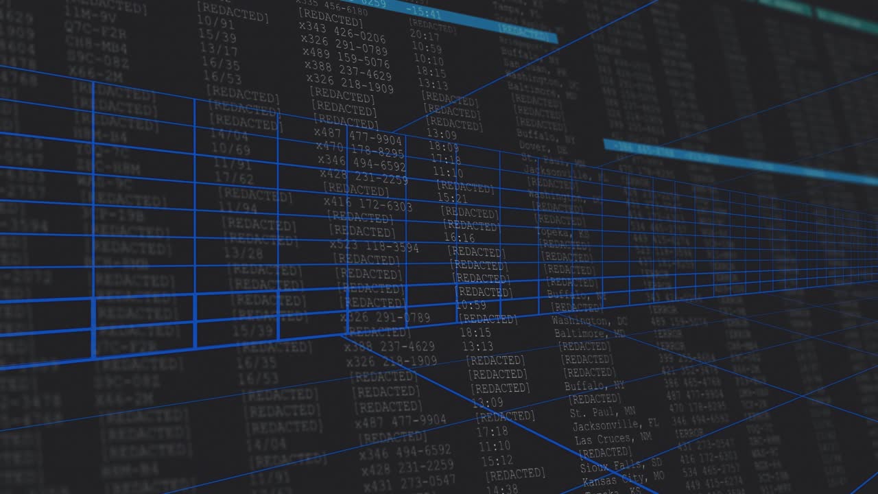 Ved start falmer dataplanet bak et 3D-rutenett mens cyanfargede bjelker glir for lagdelt dataflyt.
