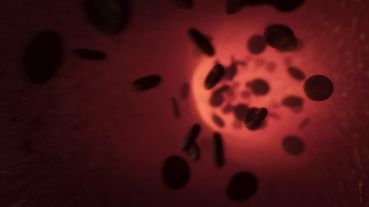 Red Blood Cells Flowing in Vessel