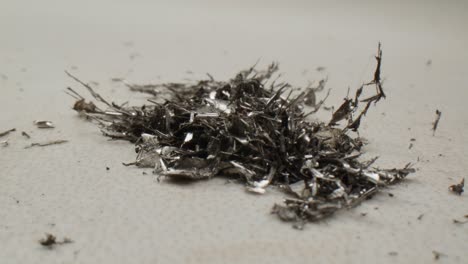 metal shavings and fragments