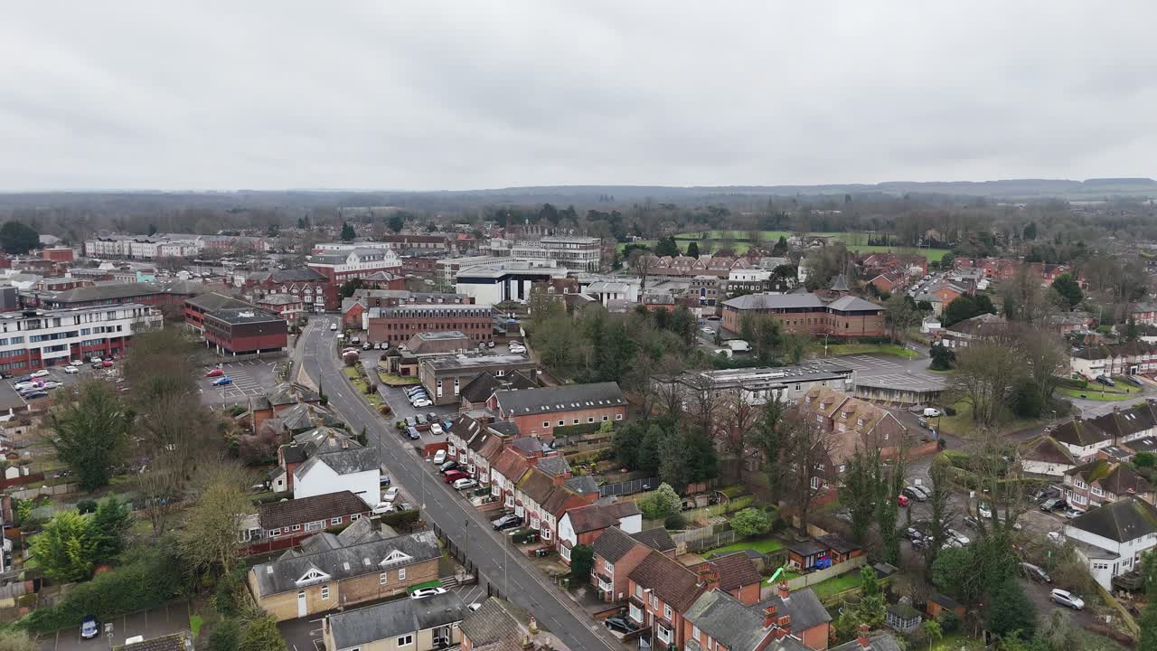 Basingstoke England residential houses and streets drone,aerial