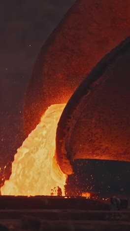 molten metal pouring from industrial furnace