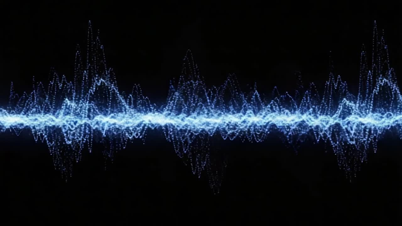 Dynamic Representation of Sound Waves: A Visual Exploration of Frequency Patterns and Audio Energy Captured in Vibrant Blue Waveforms Against a Dark Background