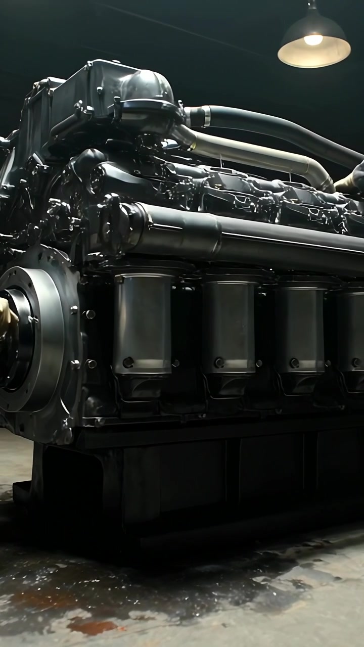 Vertical video: Handling service call, gloved hands rotating flange, tuning hoses in shop, engine
