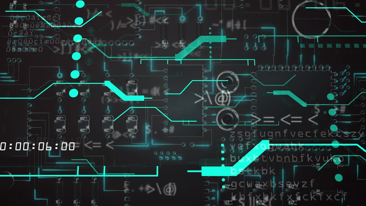 Animation of data processing on black background