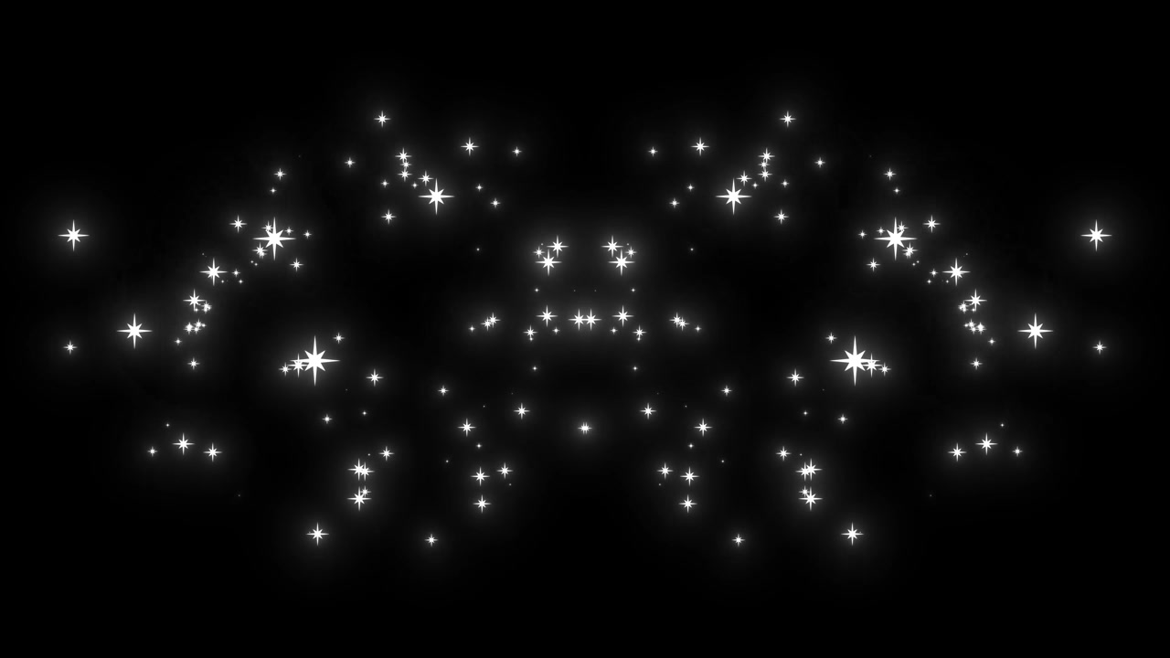 Animated White Glowing Stars Appearing and Disappearing on Black Background
