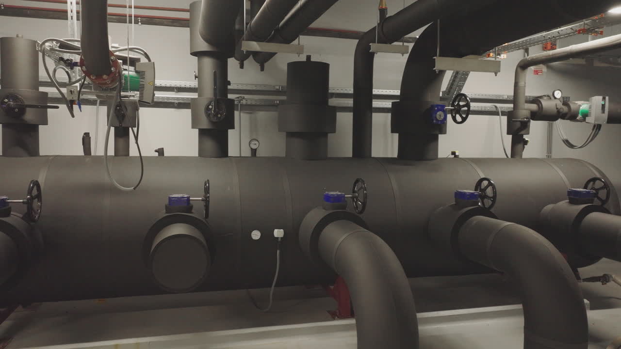 Industrial Boiler Room with Piping and Valves