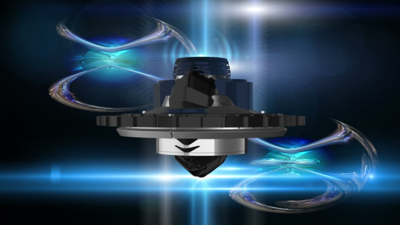 Futuristic animation with 3D object and lights in slow motion, 4096x2304 loop 4K