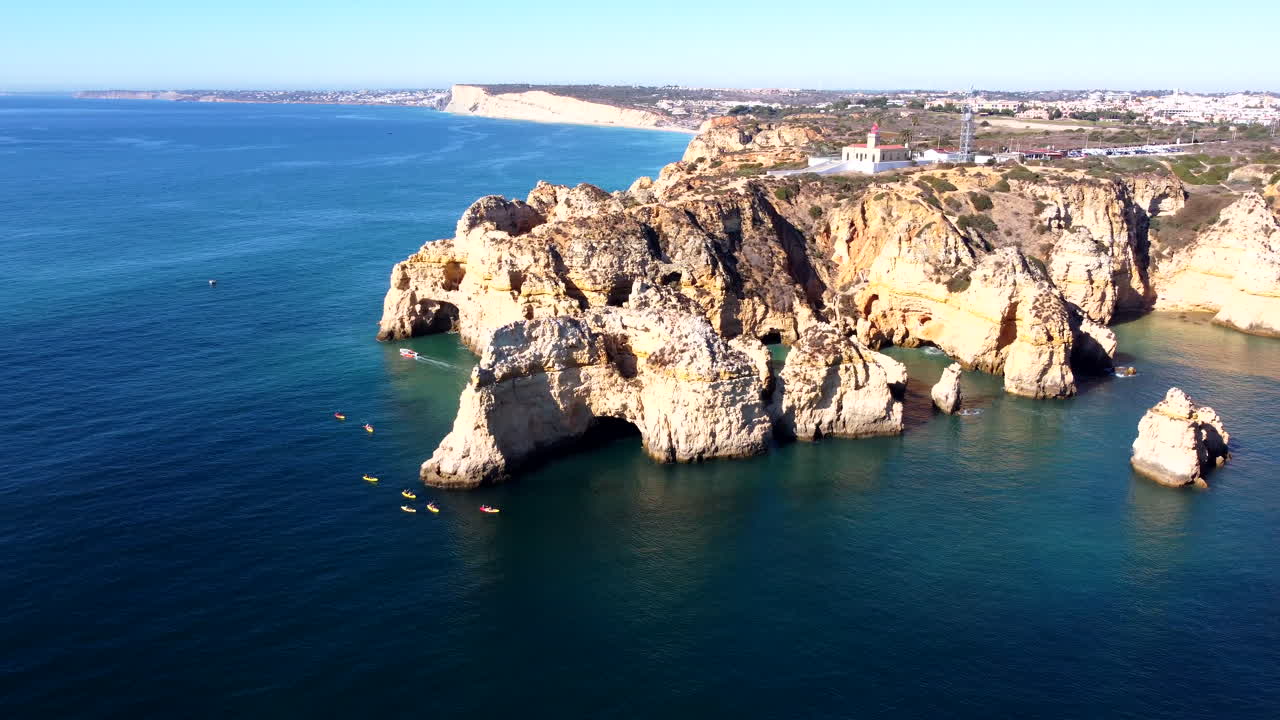 Kayaking in the Algarve Coast, Portugal - Aerial View