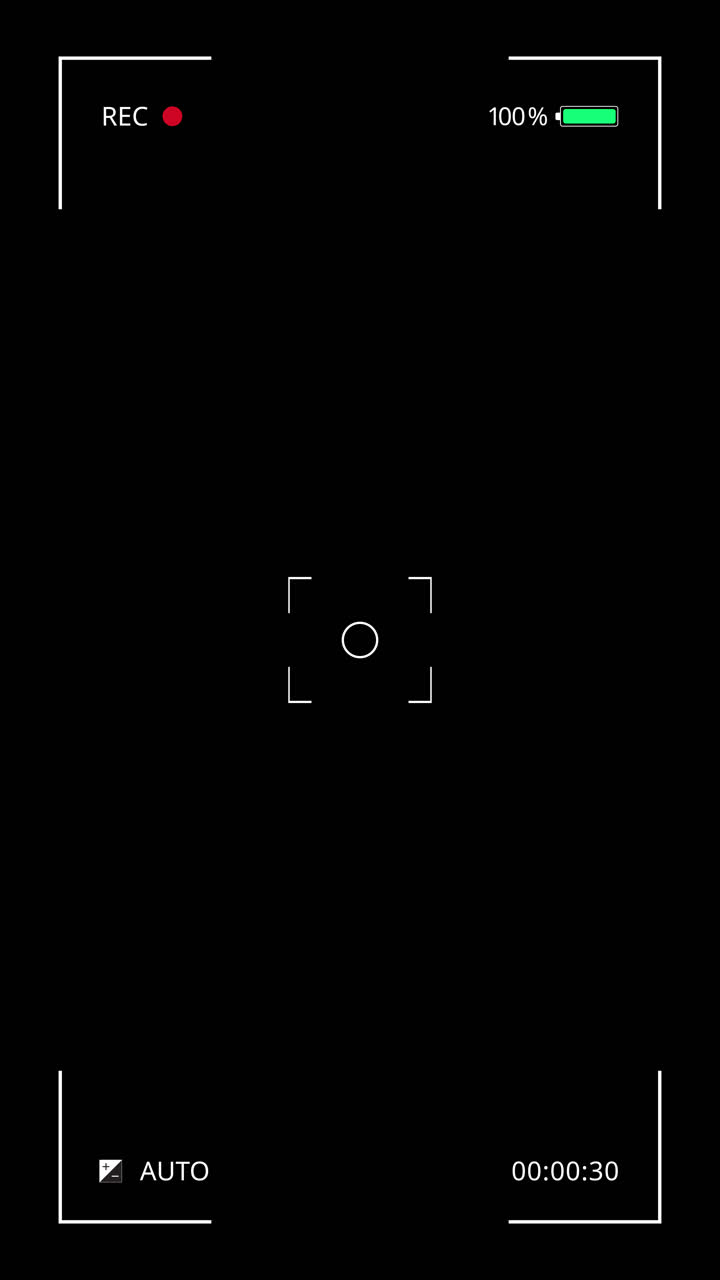 Smartphone Camera Recording Interface Overlay on Black Screen
