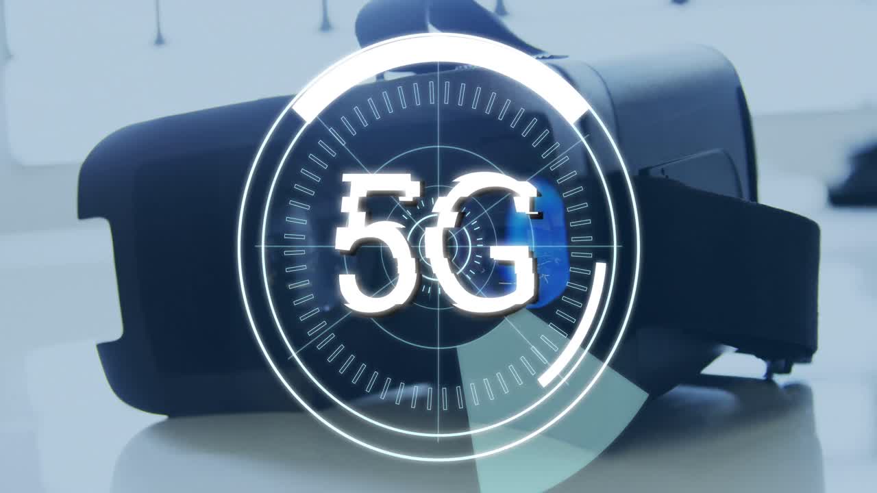 가상 고글과 미래의 원 4k의 한가운데에 쓰여진 5g