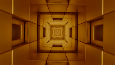 loop tunnel futuristic squares cubes gold and white corridor 3d illustration