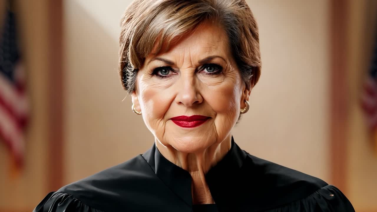 портрет женщины-судьи в зале суда