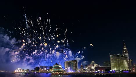 stunning fireworks display over city skyline at night