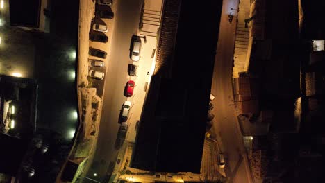 Aerial-view-of-Modica-Alta-Val-di-Noto-Sicily-Old-Baroque-Town-South-Italy-at-Night