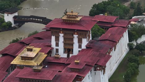 aerial view of punakha dzong  in punakha, bhutan