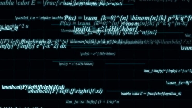 Floating Mathematical Formulas and Scientific Equations on Dark Background