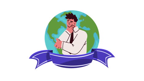 elegant businessman with world planet