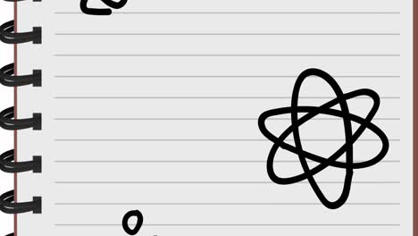 animación de iconos escolares y científicos sobre el fondo de papel regido.