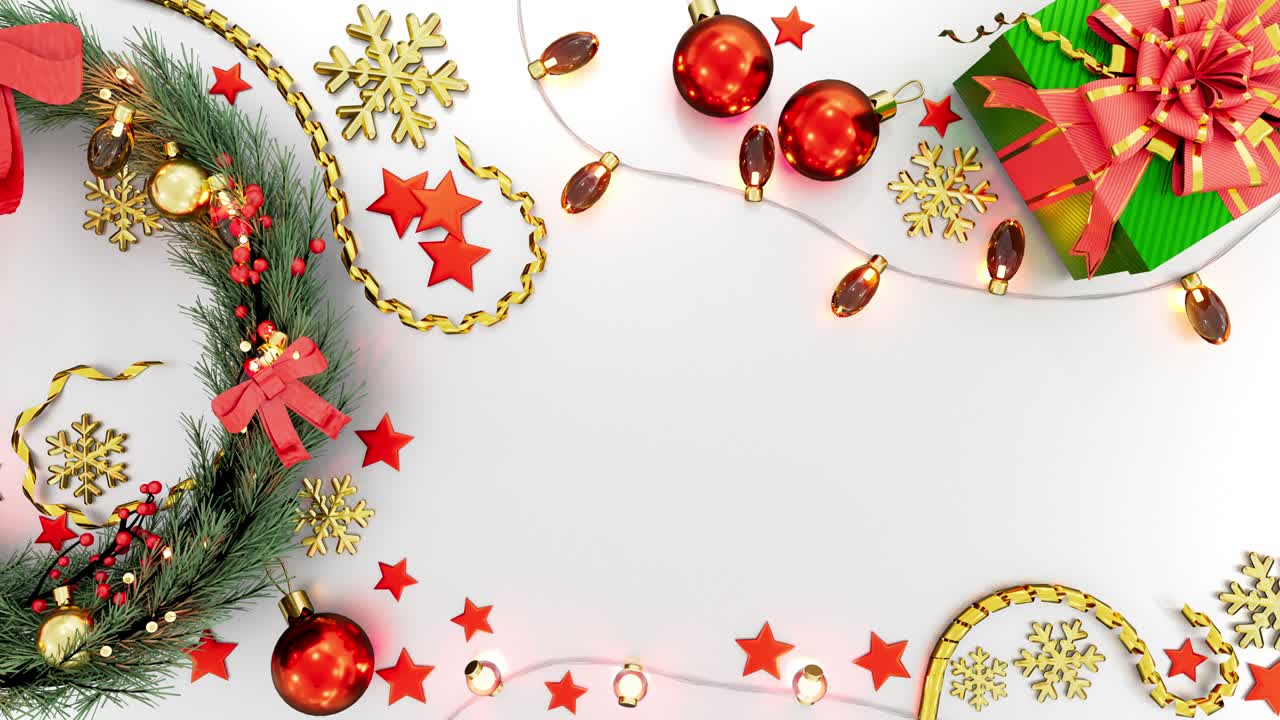 fondo de navidad con caja de regalos y guirnaldas, aislado - video de bucle