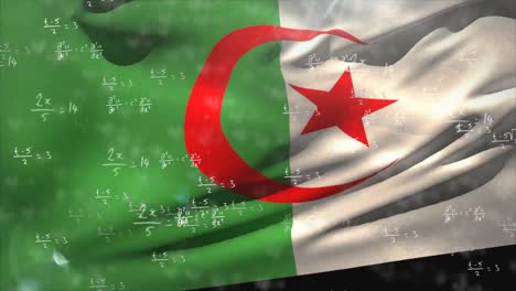 Animation-of-data-processing-over-flag-of-algeria