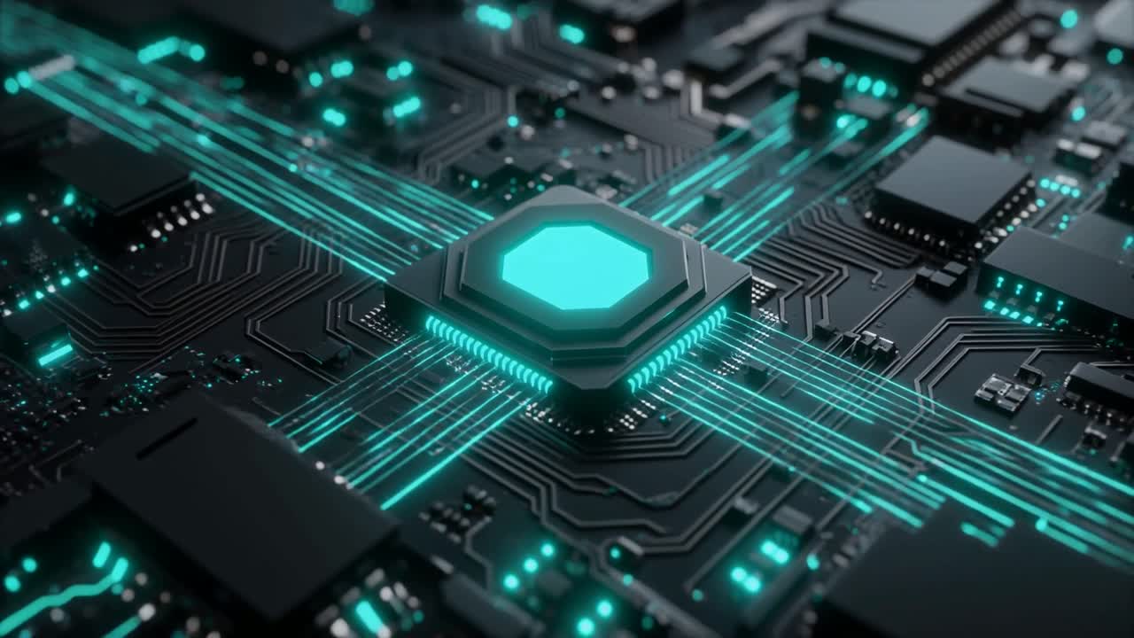 Digitale Data, der Flyder på en Futuristisk Printpladeprocessor