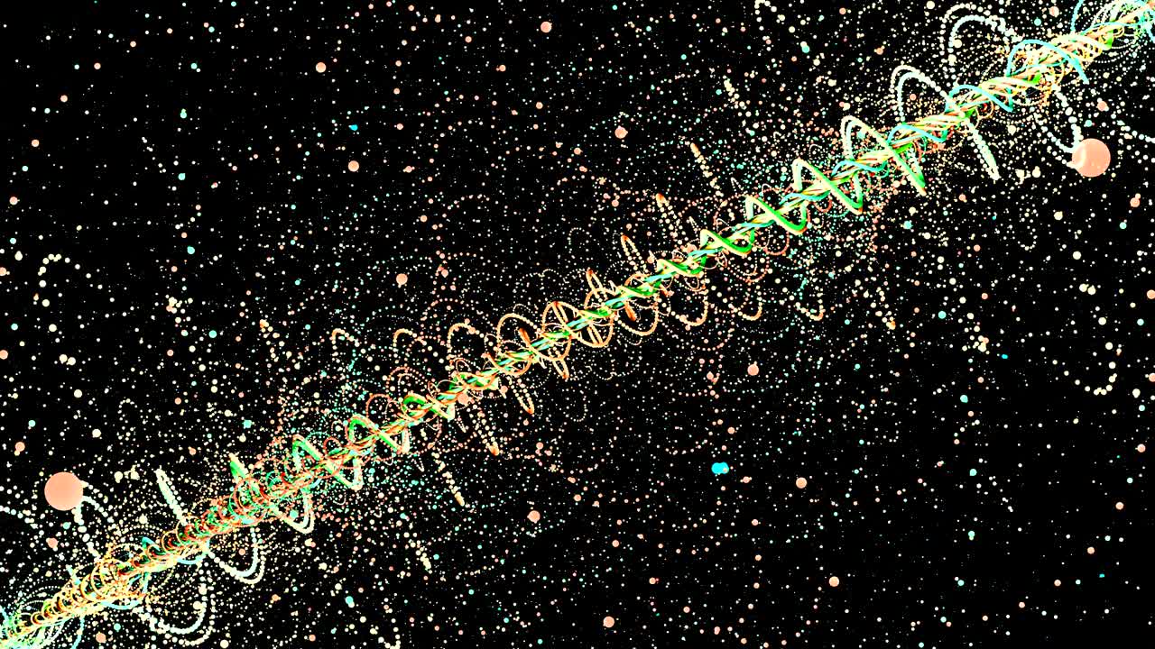 Abstract animated video clip with rotating particles