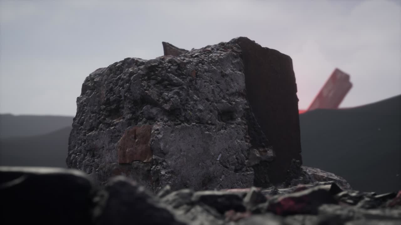 회색 모래에 플레어와 함께 포스트 아포칼립스 디브리트