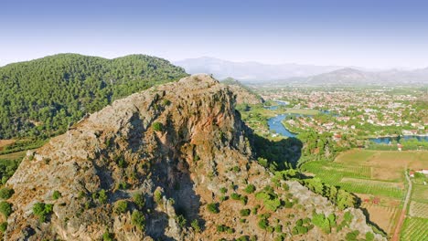 aerial footage of landscape near dalyan city, turkey