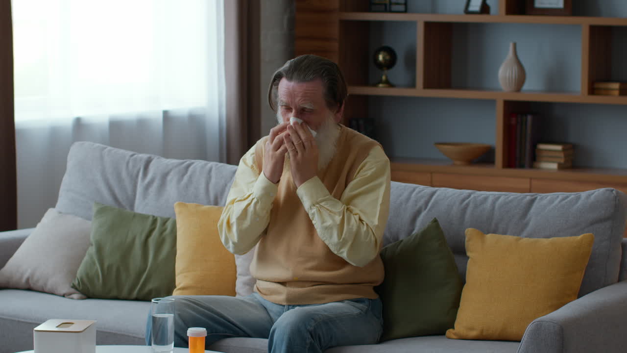 Elderly Man with Cold or Flu
