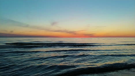 Majestic-vibrant-colorful-sunset-over-Baltic-sea,-static-view