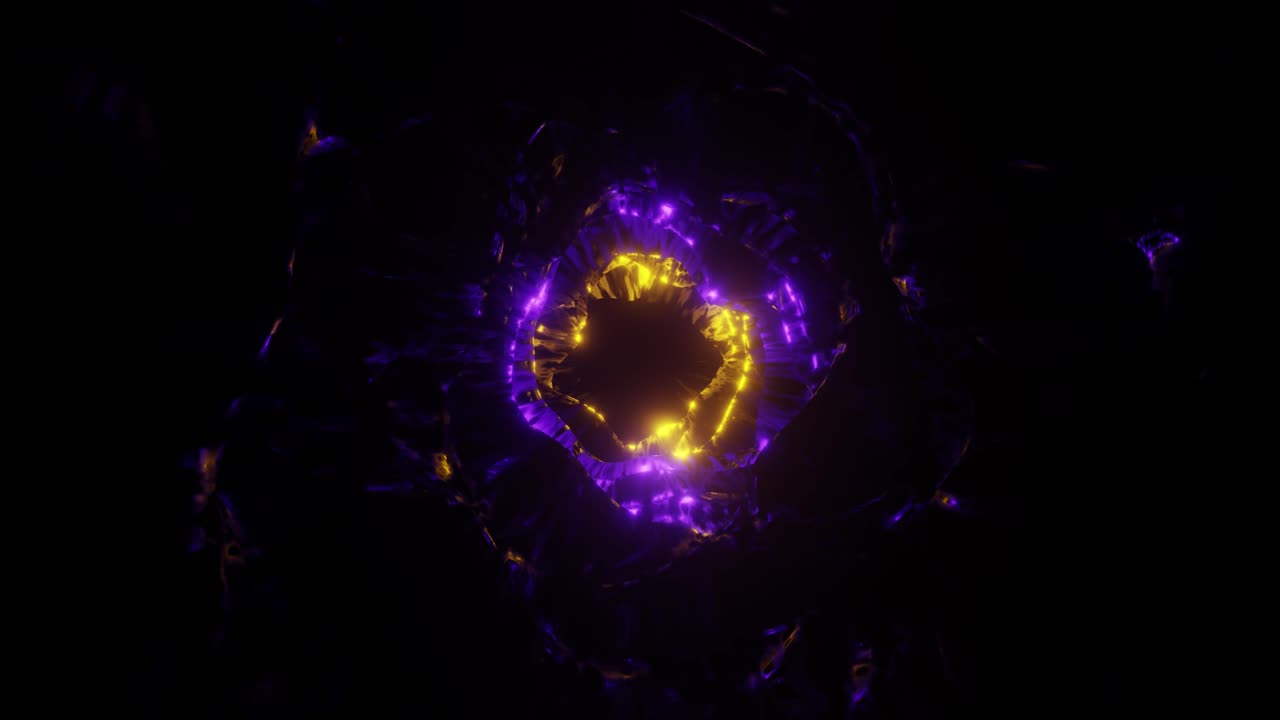 3D animation of 4K UHD neon light with glowing yellow and orange color effect