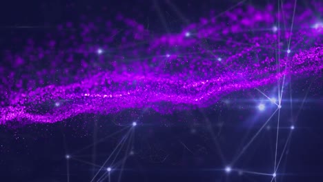 animation of purple shapes over network of connections on black background