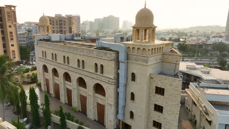 historic al masjid al burhani, karachi at dusk - aerial