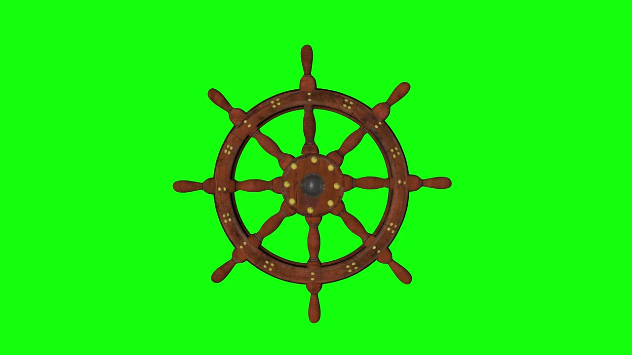 8 animations nautical wood ship wheel green screen 3d chroma key