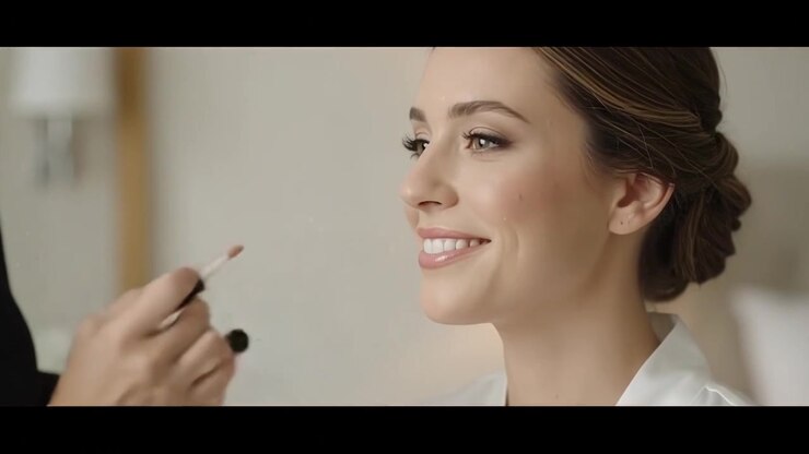 Professional Makeup Artist Applying Makeup to a Bride